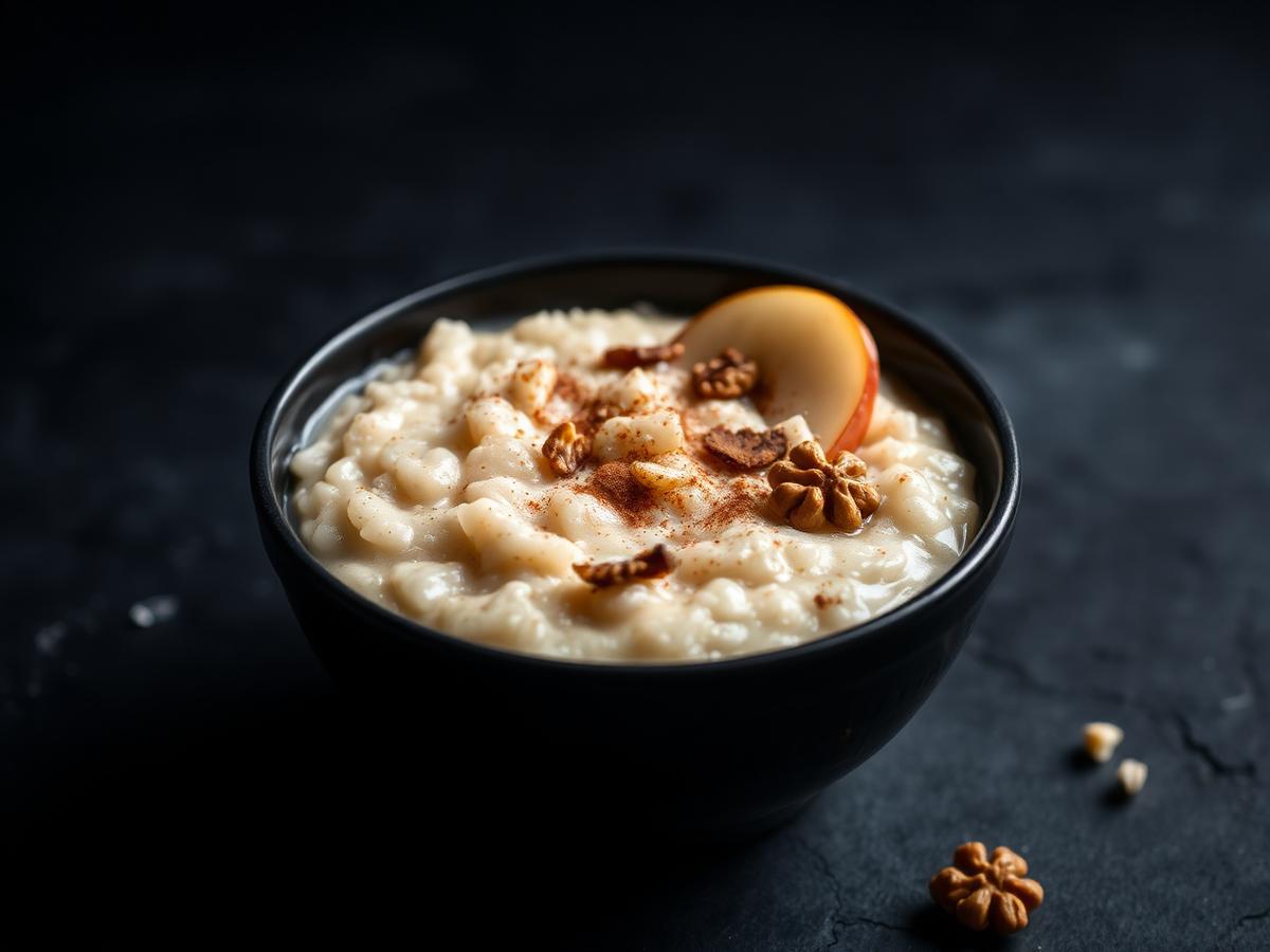 Proteínová ryžová kaša s jablkom a škoricou
