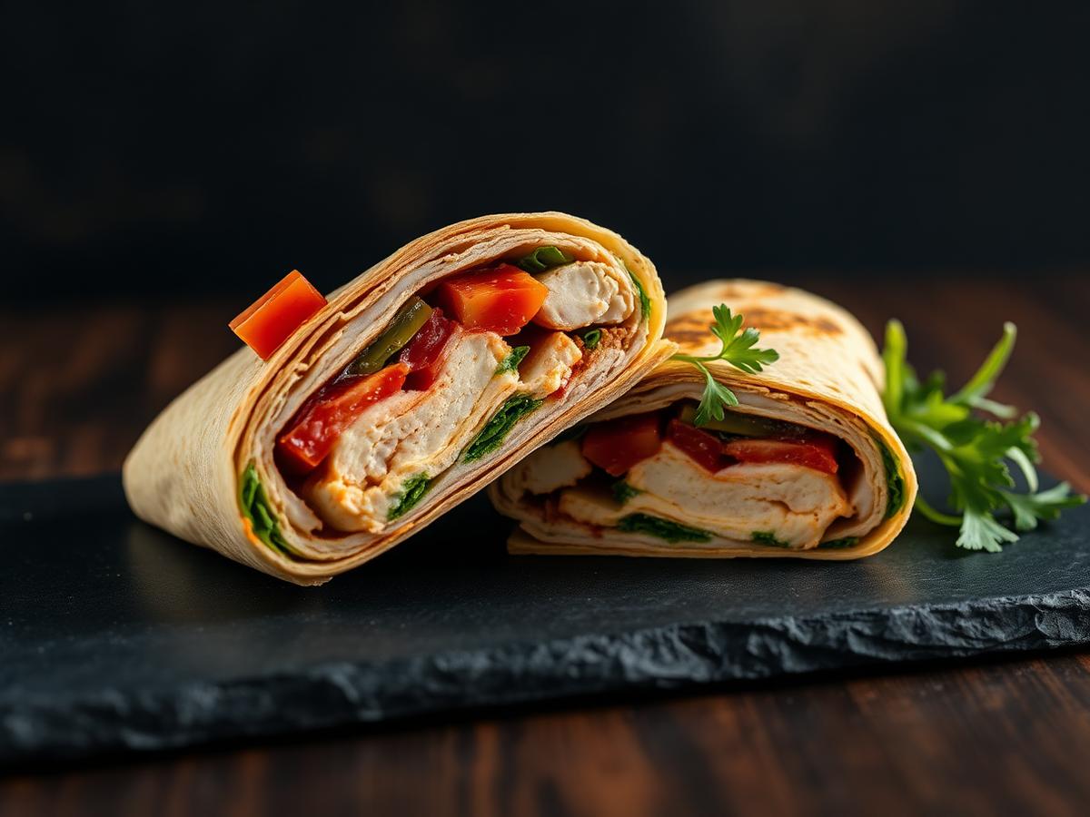 Kurací wrap s hummusom a zeleninou